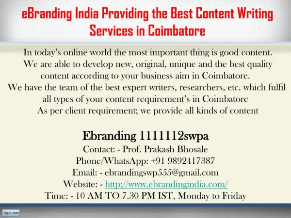 ebranding india providing the best content writing services in coimbatore