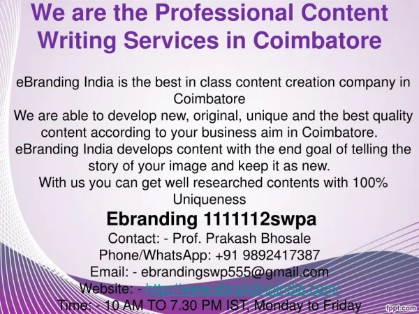 6.We are the Professional Content Writing Services in Coimbatore