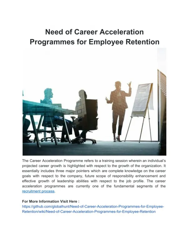 Need of Career Acceleration Programmes for Employee Retention
