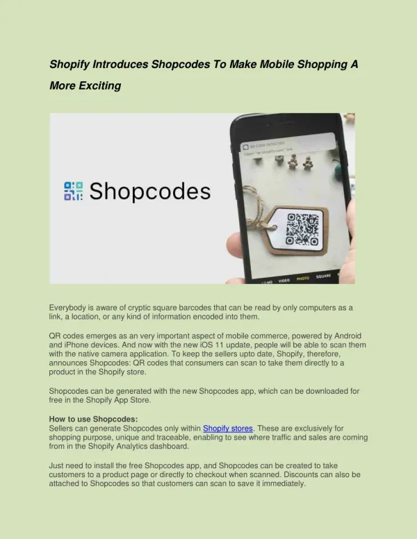 Shopify Introduces Shopcodes To Make Mobile Shopping A More Exciting