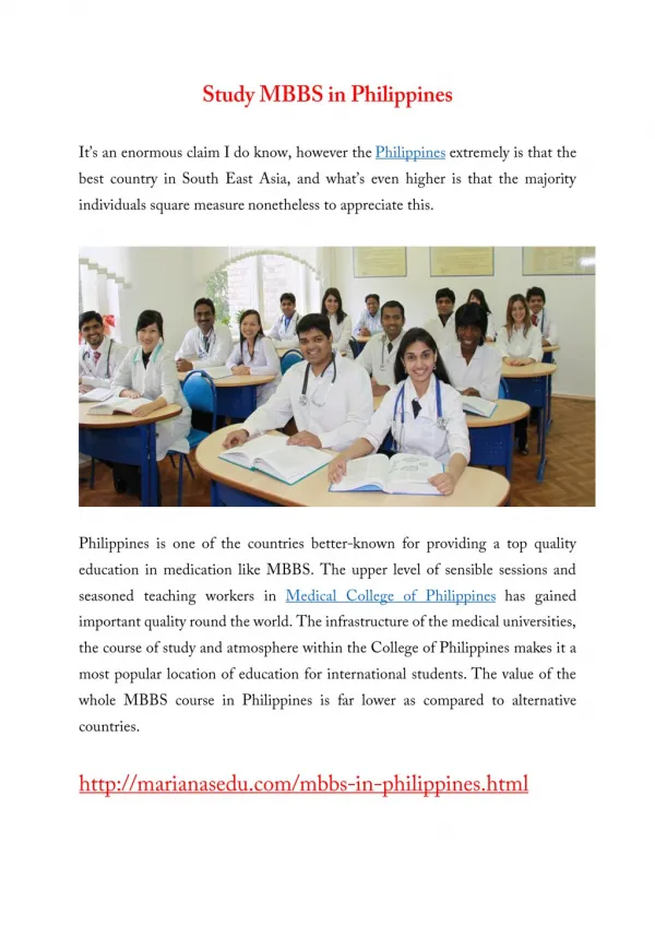 Study MBBS in Philippines