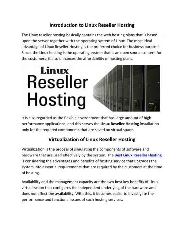 Best Linux Reseller Hosting