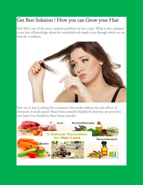 Get Best Solution ! How you can Grow your Hair