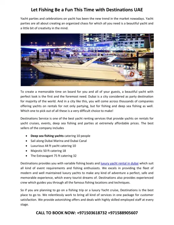 Luxury Yacht Rental in Dubai UAE
