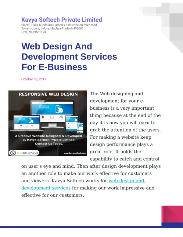 Web Design And Development Services For E-Business
