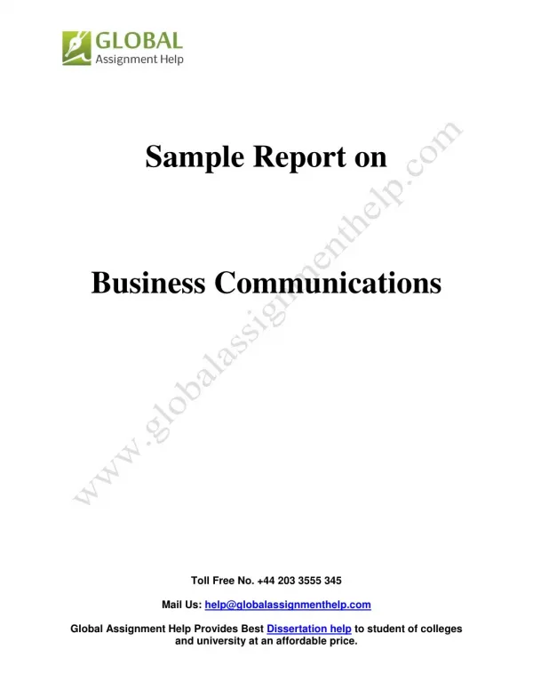 Sample Report on Business Communications by Global Assignment Help