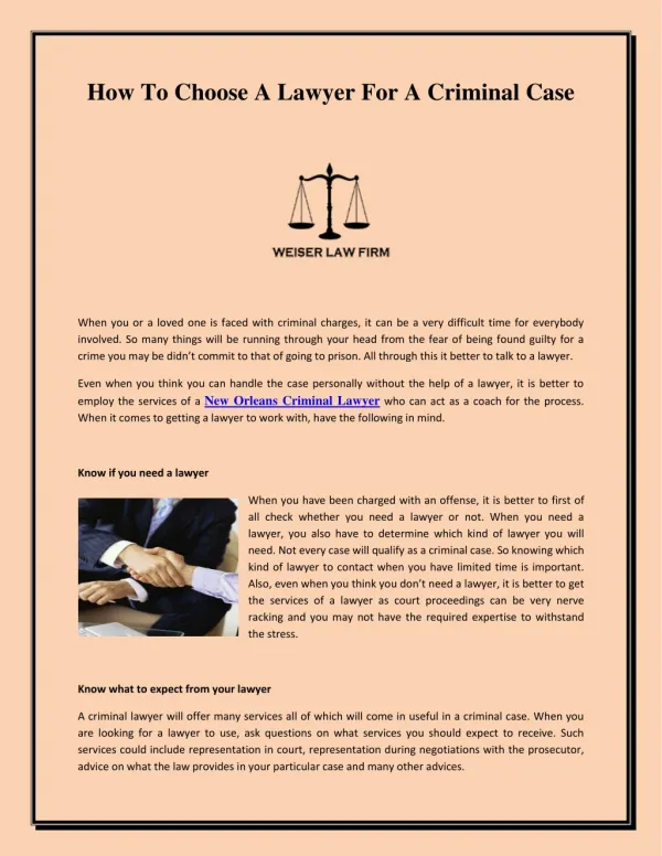 How To Choose A Lawyer For A Criminal Case