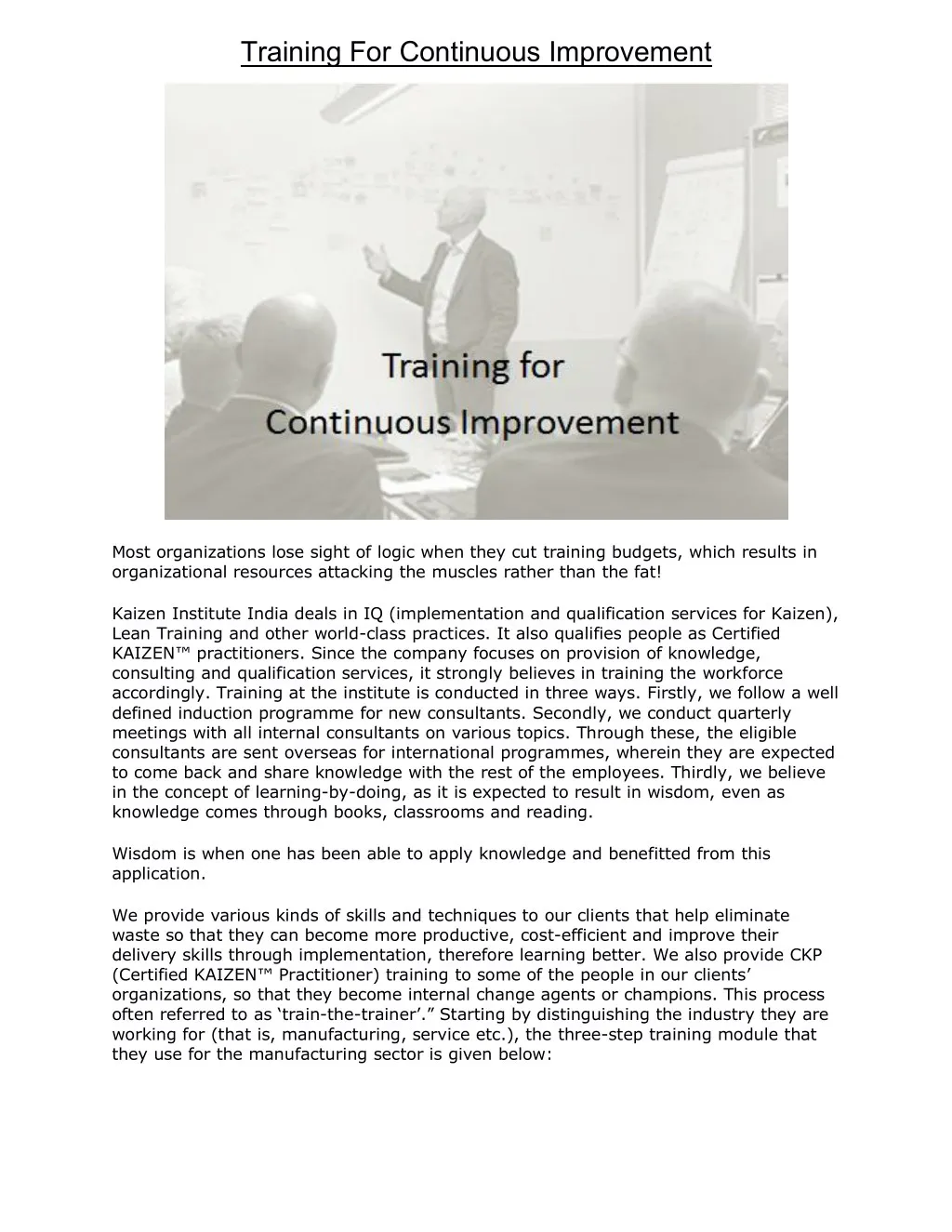 training for continuous improvement