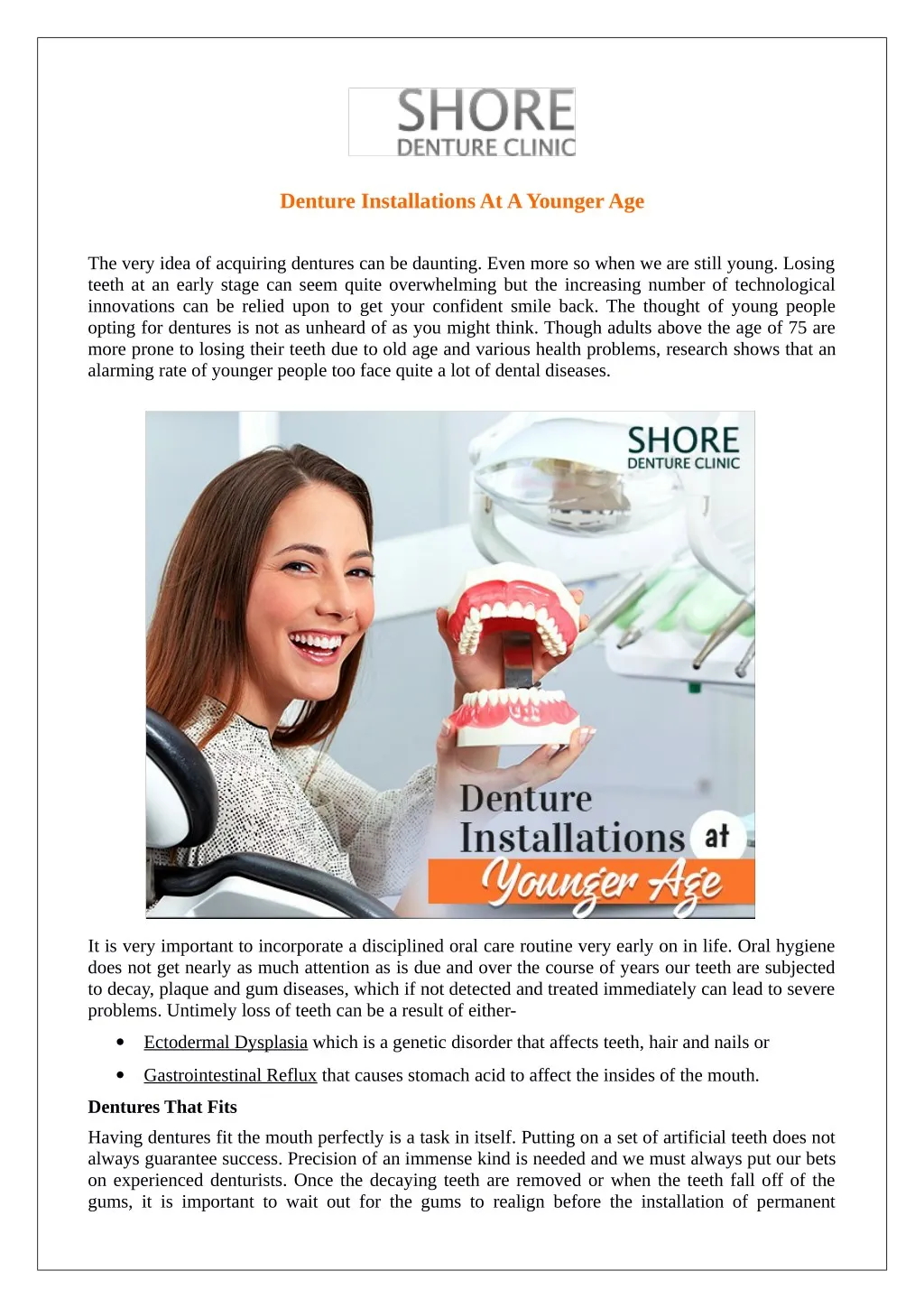 denture installations at a younger age