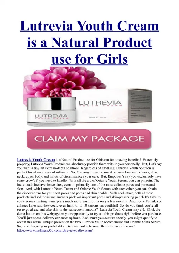 Read Info@>>http://www.supplement4choice.com/lutrevia-youth-cream/