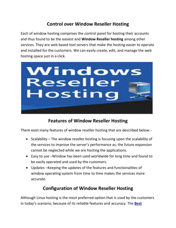 Best Windows Reseller Hosting