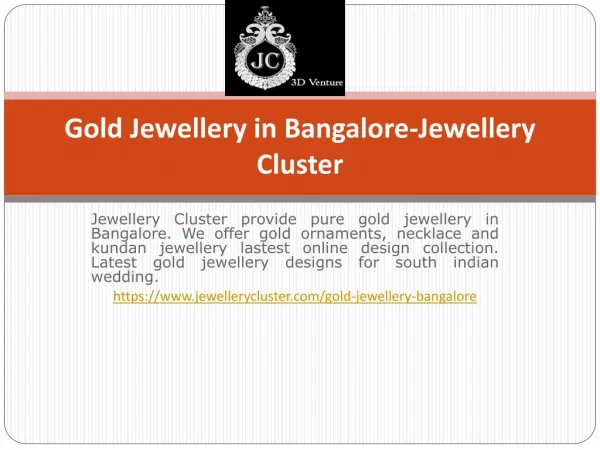 Gold jewellery in Bangalore-jewellery cluster