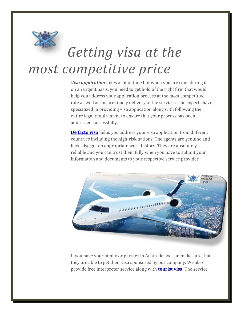 getting visa at the most competitive price