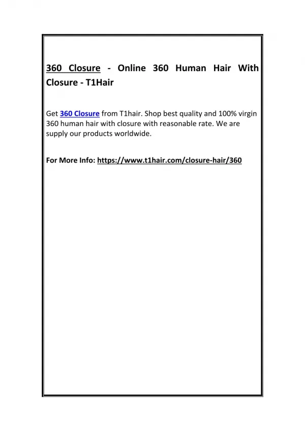 360 Closure - Online 360 Human Hair With Closure - T1Hair