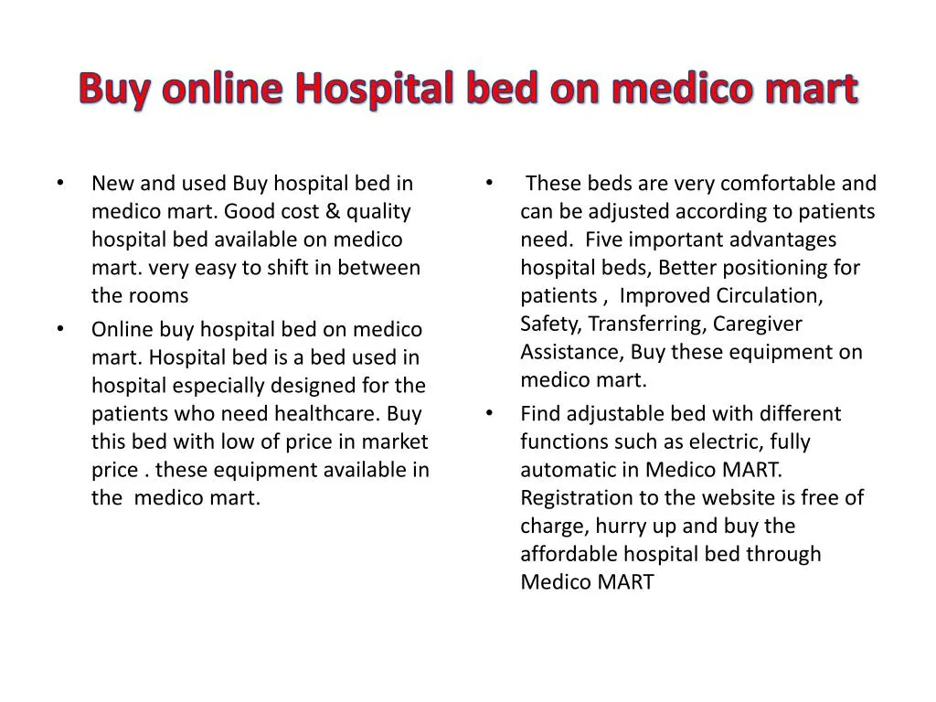 buy online hospital bed on medico mart