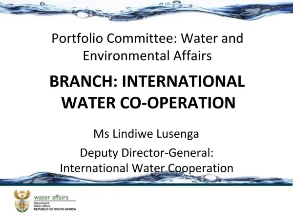 BRANCH: INTERNATIONAL WATER CO-OPERATION