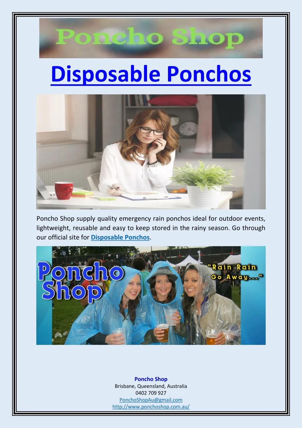 disposable ponchos