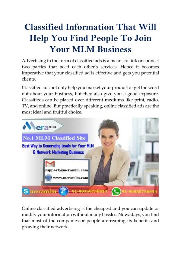 Classified Information That Will Help You Find People To Join Your MLM Business