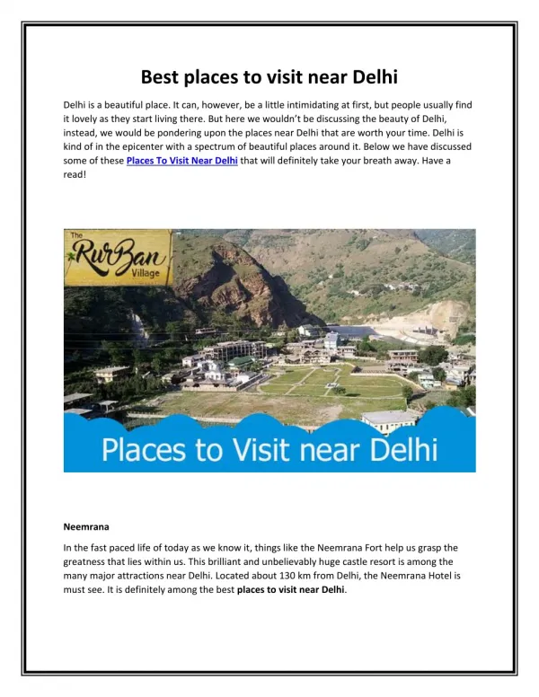 Best Places to Visit near Delhi