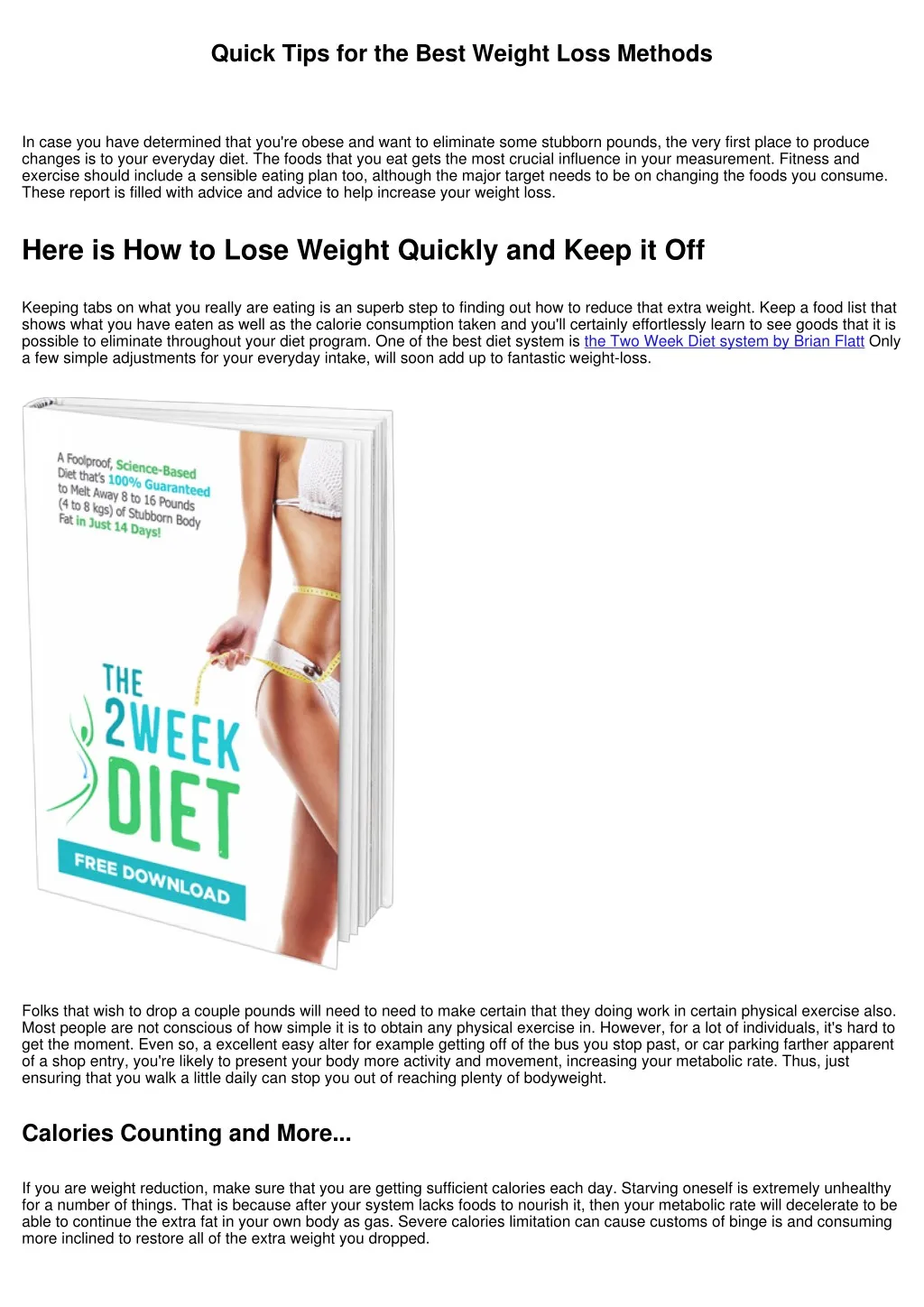 quick tips for the best weight loss methods