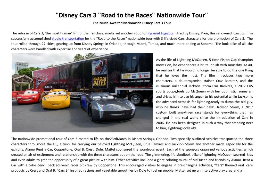 disney cars 3 road to the races nationwide tour the much awaited nationwide disney cars 3 tour