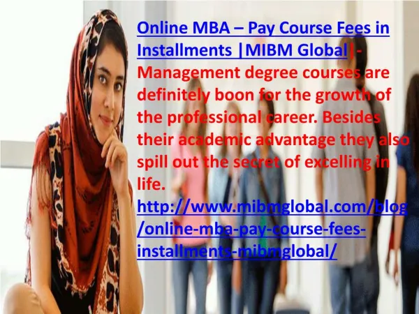 online mba pay course fees in installments mibm