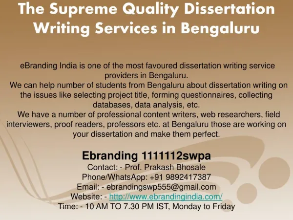 the supreme quality dissertation writing services in bengaluru