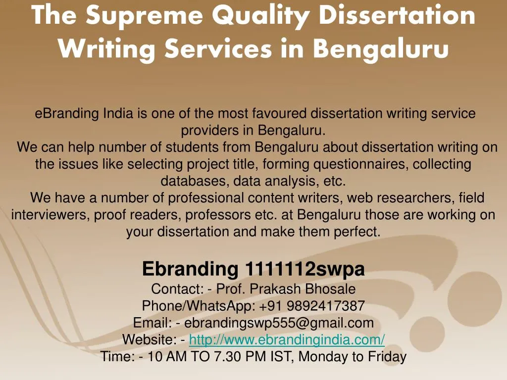 the supreme quality dissertation writing services in bengaluru