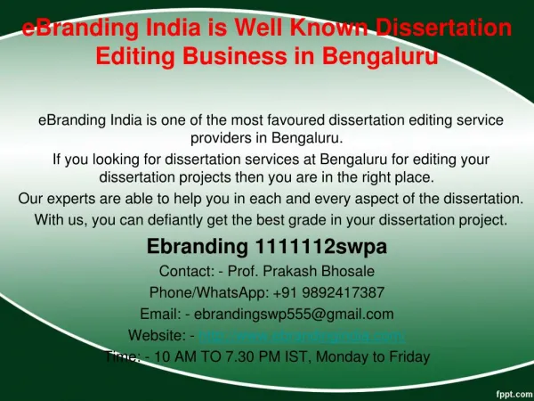 3.eBranding India is Well Known Dissertation Editing Business in Beng