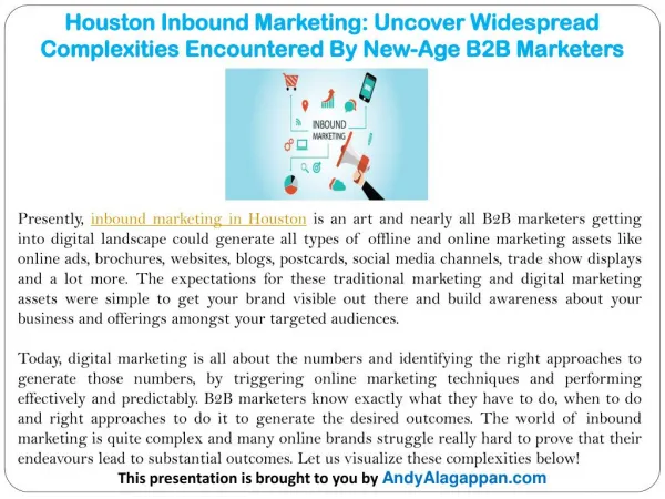 Houston Inbound Marketing: Uncover Widespread Complexities Encountered By New-Age B2B Marketers