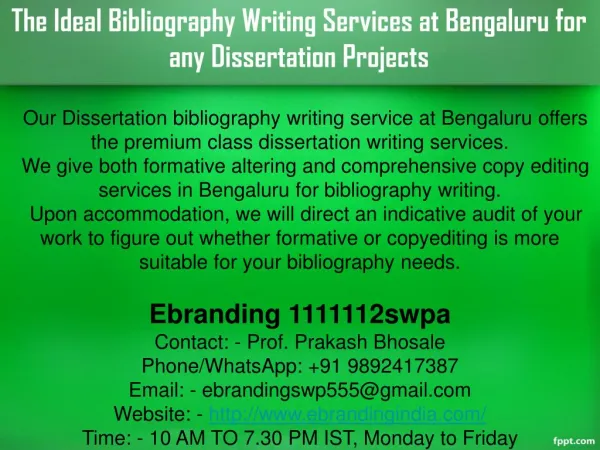 4.The Ideal Bibliography Writing Services at Bengaluru for any Dissertation Projects