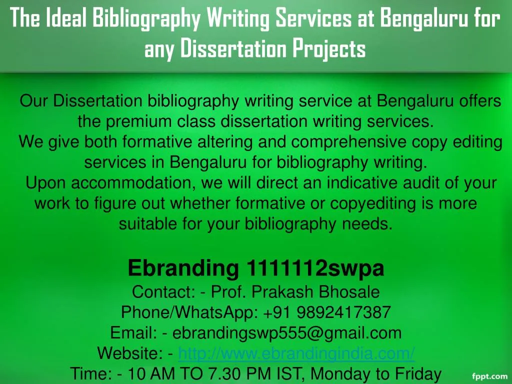 the ideal bibliography writing services at bengaluru for any dissertation projects