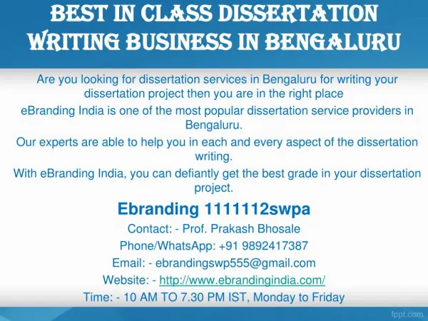 6.Best in Class Dissertation Writing Business in Bengaluru
