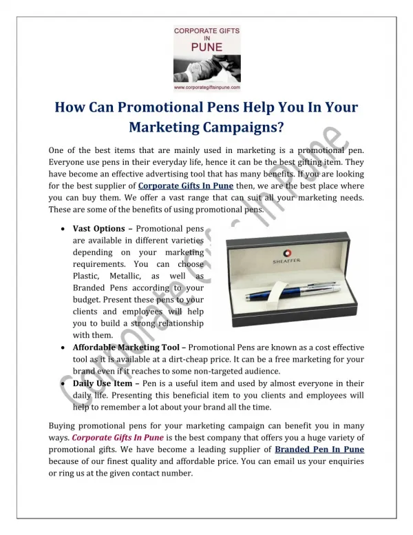 How Can Promotional Pens Help You In Your Marketing Campaigns
