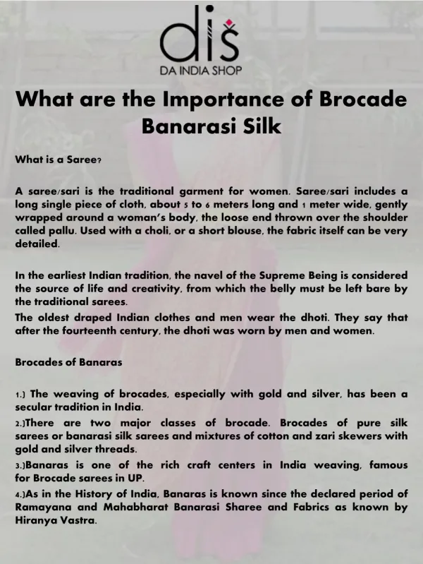 What are the Importance of Brocade Banarasi Silk