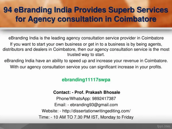 94 eBranding India Provides Superb Services for Agency consultation in Coimbatore