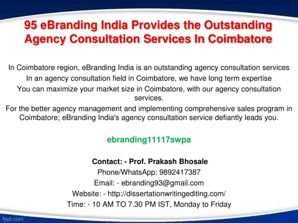 95 eBranding India Provides the Outstanding Agency Consultation Services In Coimbatore