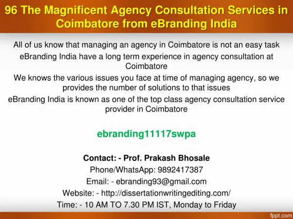 96 The Magnificent Agency Consultation Services in Coimbatore from eBranding India