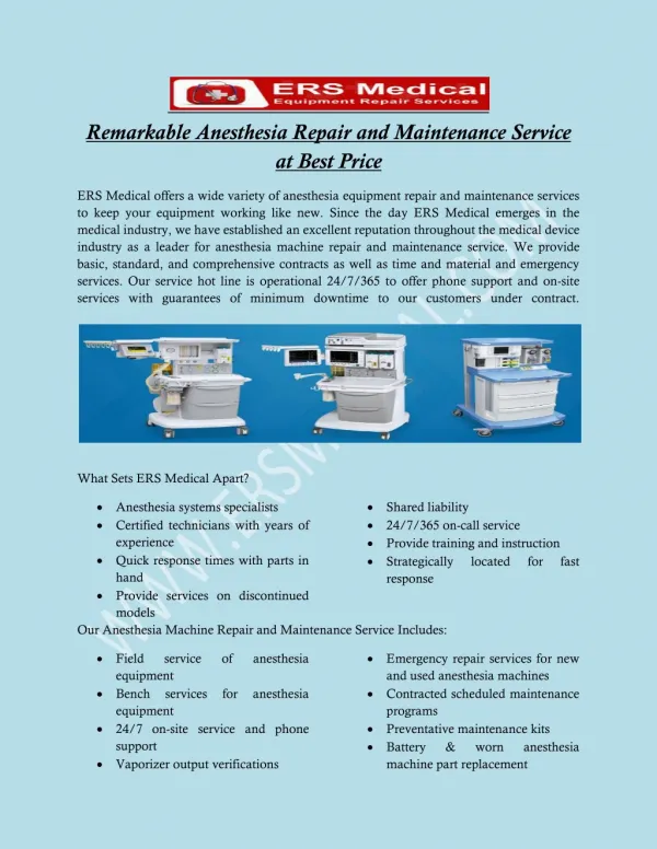 Readymade Repair and Maintenance Medical Equipment Service to Achieve Milestones