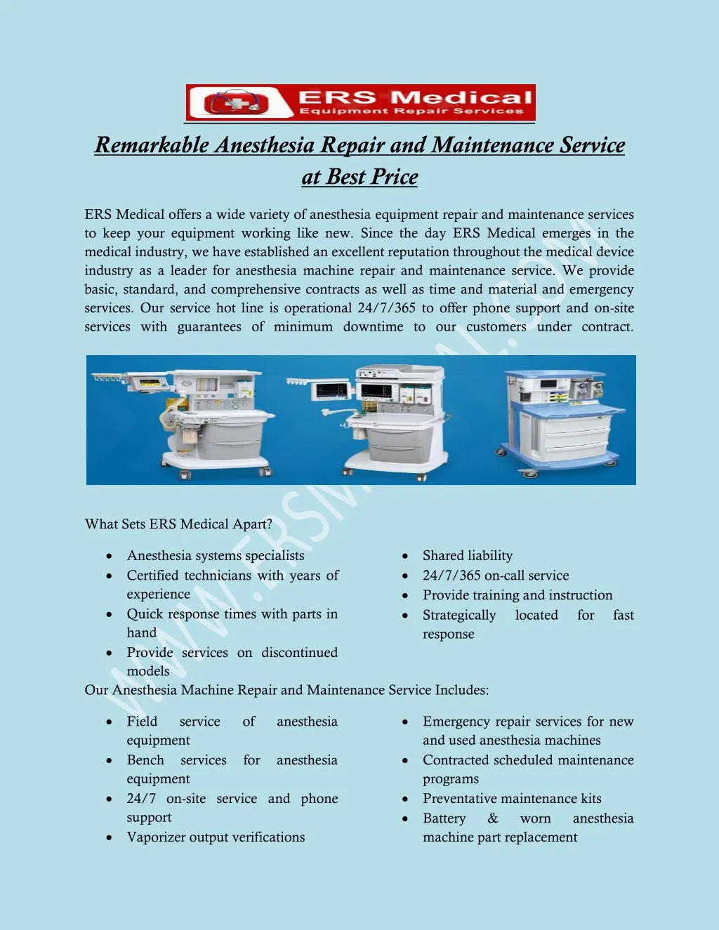 remarkable anesthesia repair and maintenance