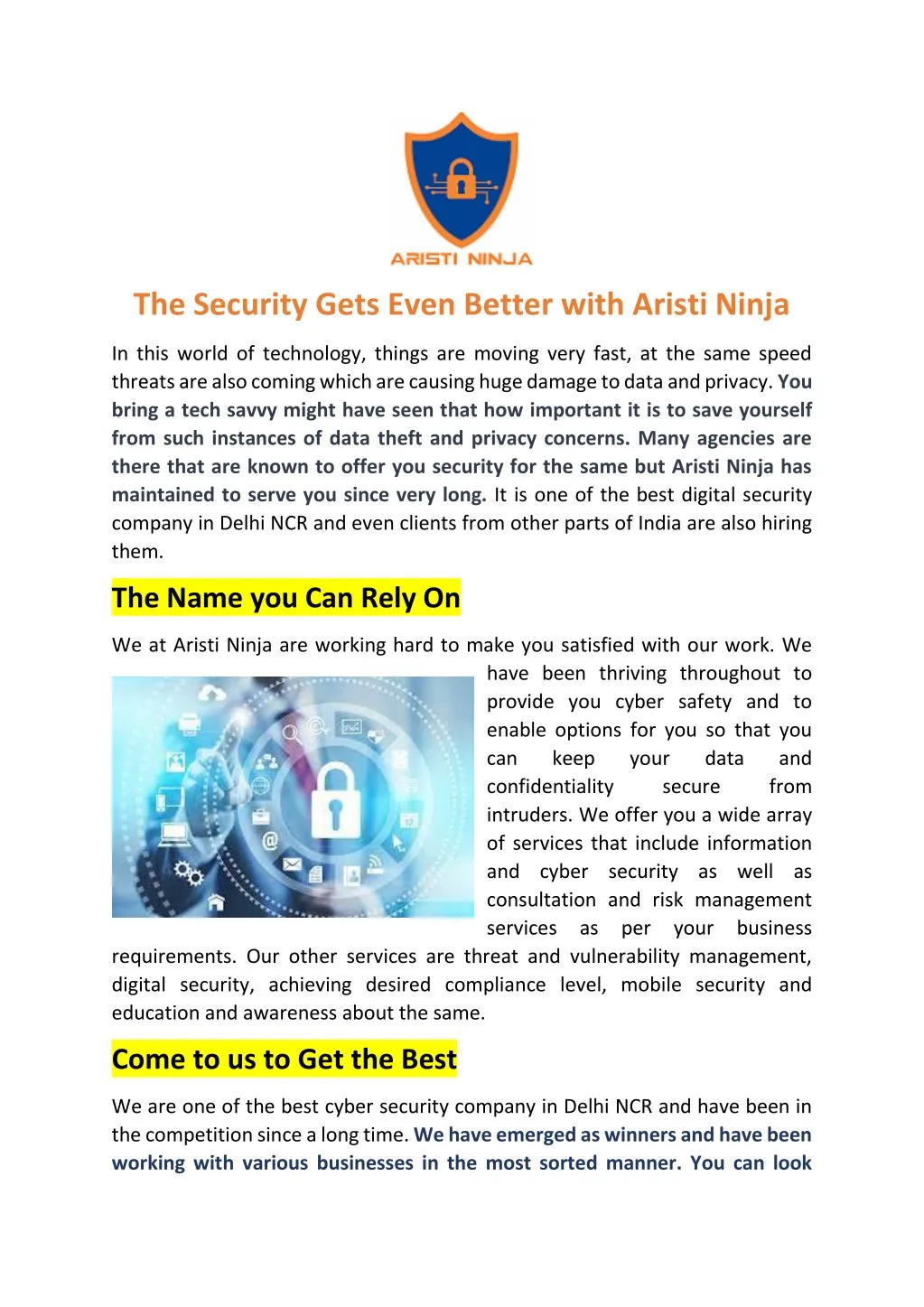 the security gets even better with aristi ninja
