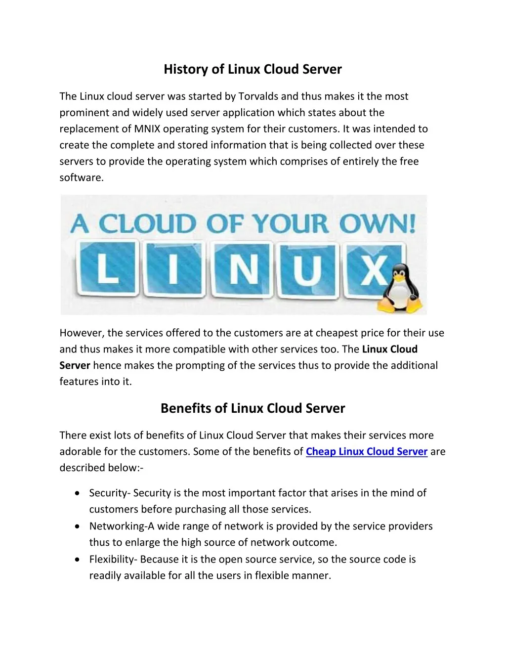 history of linux cloud server