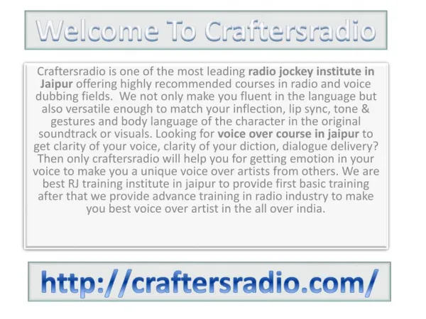 Want to Become an Anchor- Crafters Radio