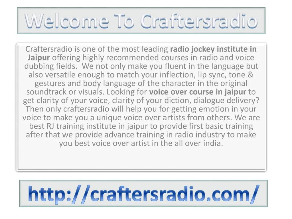 welcome to craftersradio