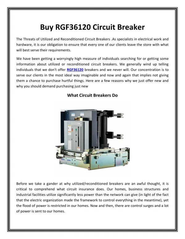Buy RGF36120 Circuit Breaker
