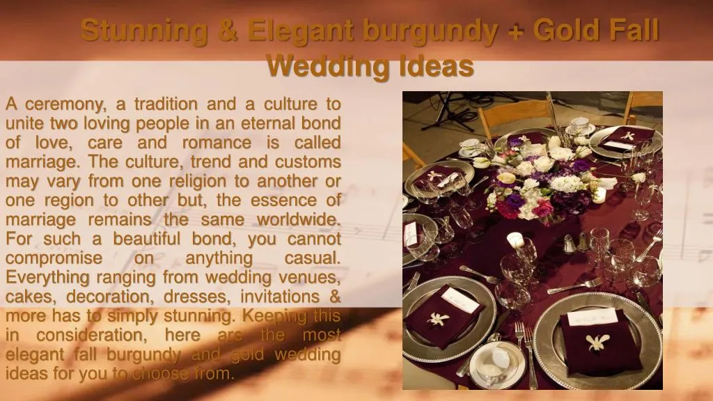 stunning elegant burgundy gold fall wedding ideas