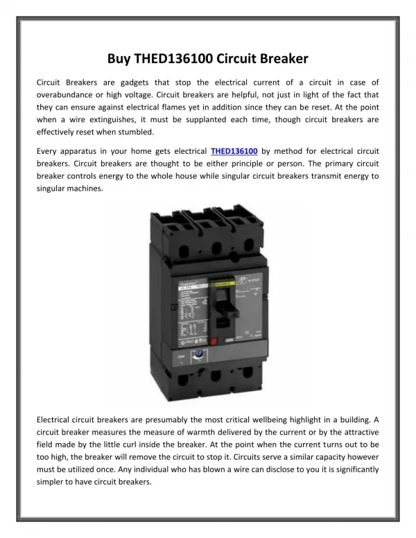 Buy THED136100 Circuit Breaker