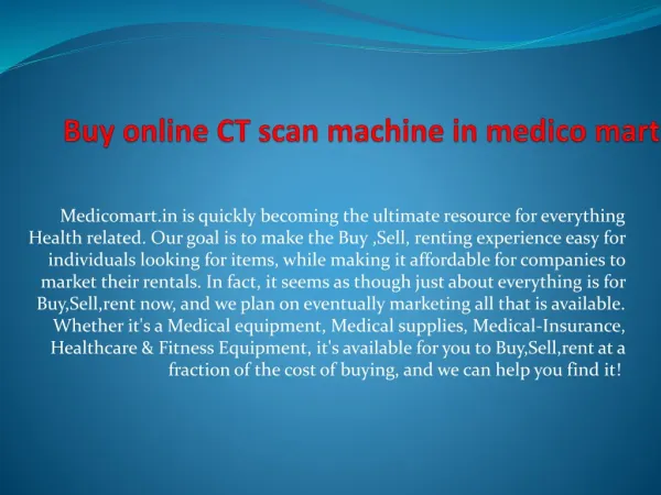 Find online Buy CT scane machine in medicomart