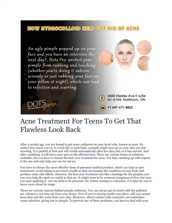 Acne Treatment For Teens - Dotsprocanada