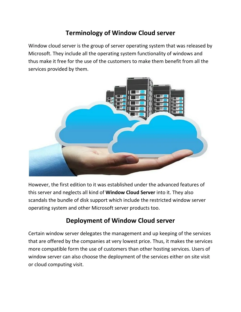 terminology of window cloud server